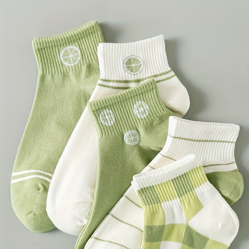 Girls Cartoon Fruit Pattern Socks Breathable Comfy Short Socks