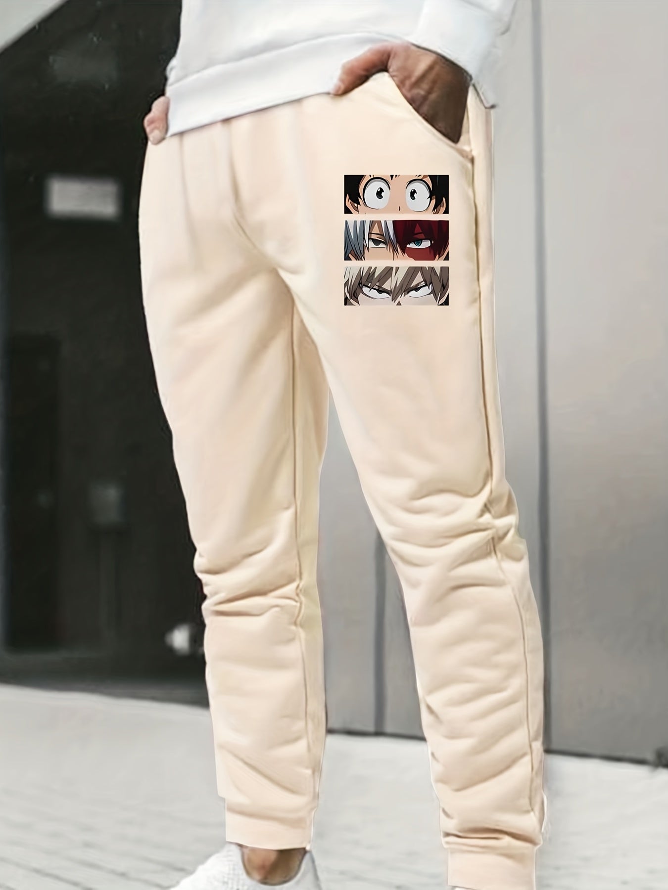 Anime Print Men's Drawstring Sweatpants with Pocket
