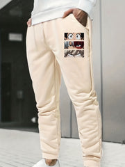 Anime Print Men's Drawstring Sweatpants with Pocket