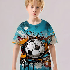 Kids Cartoon Football 3D Print T Shirt Casual Short Sleeve Tee