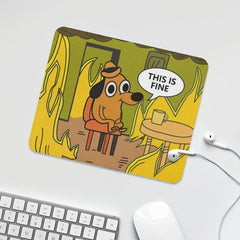This Is Fine Dog with Fire Gaming Mouse Pad Non Slip Rubber Mouse Pad