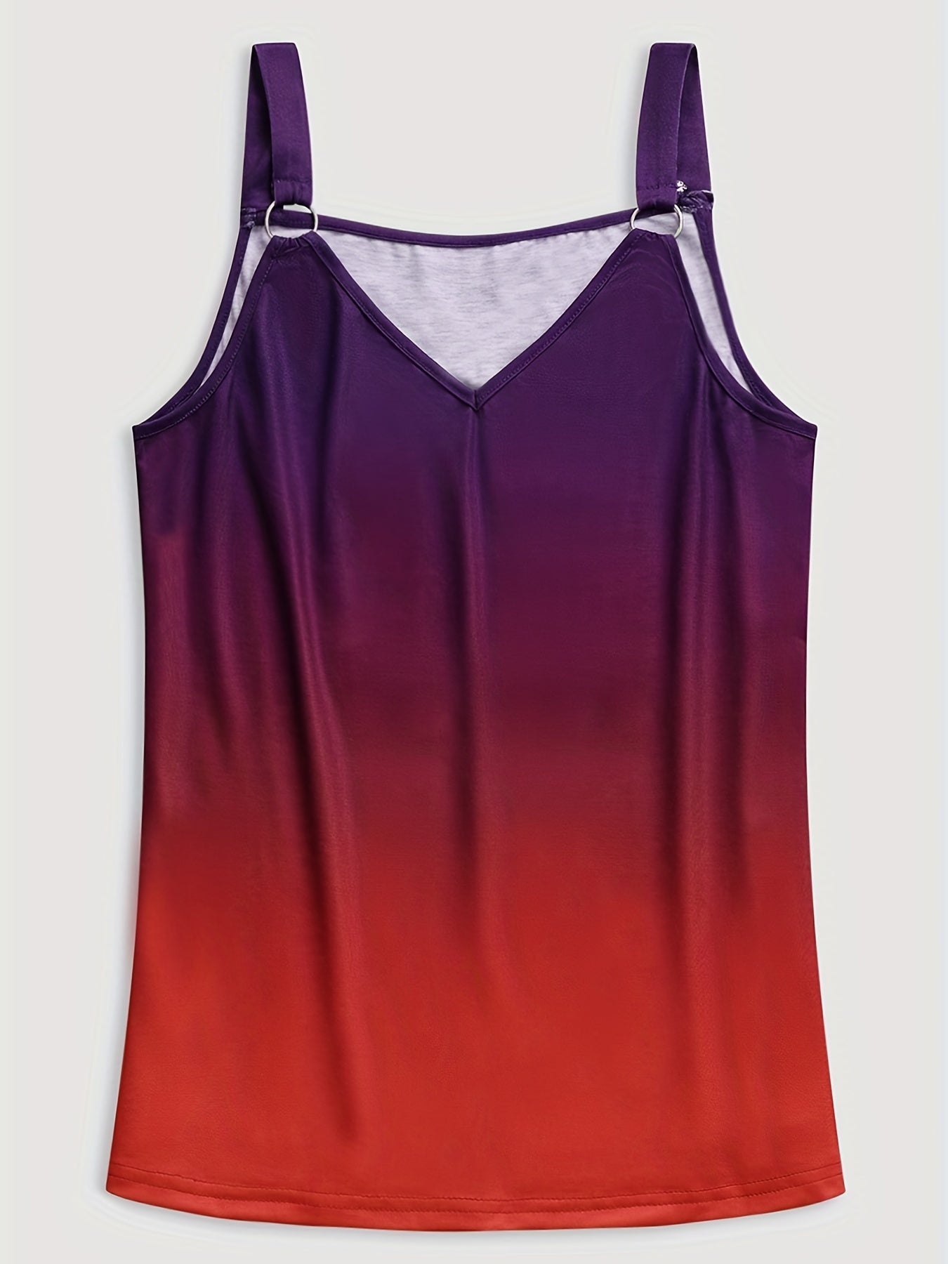 Gradient Ring Link Cami Top V Neck Summer Sleeveless Top