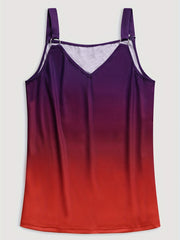 Gradient Ring Link Cami Top V Neck Summer Sleeveless Top