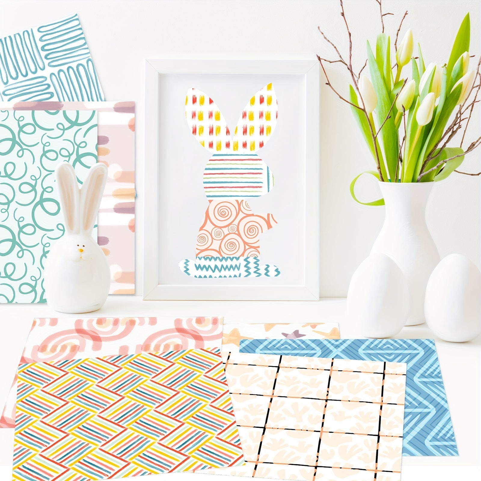 12pcs Bohemian Series Scrapbook Paper Art Card Pattern Paper