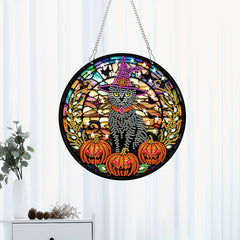 Halloween Cat Pumpkin Diamond Painting Pendant Kit