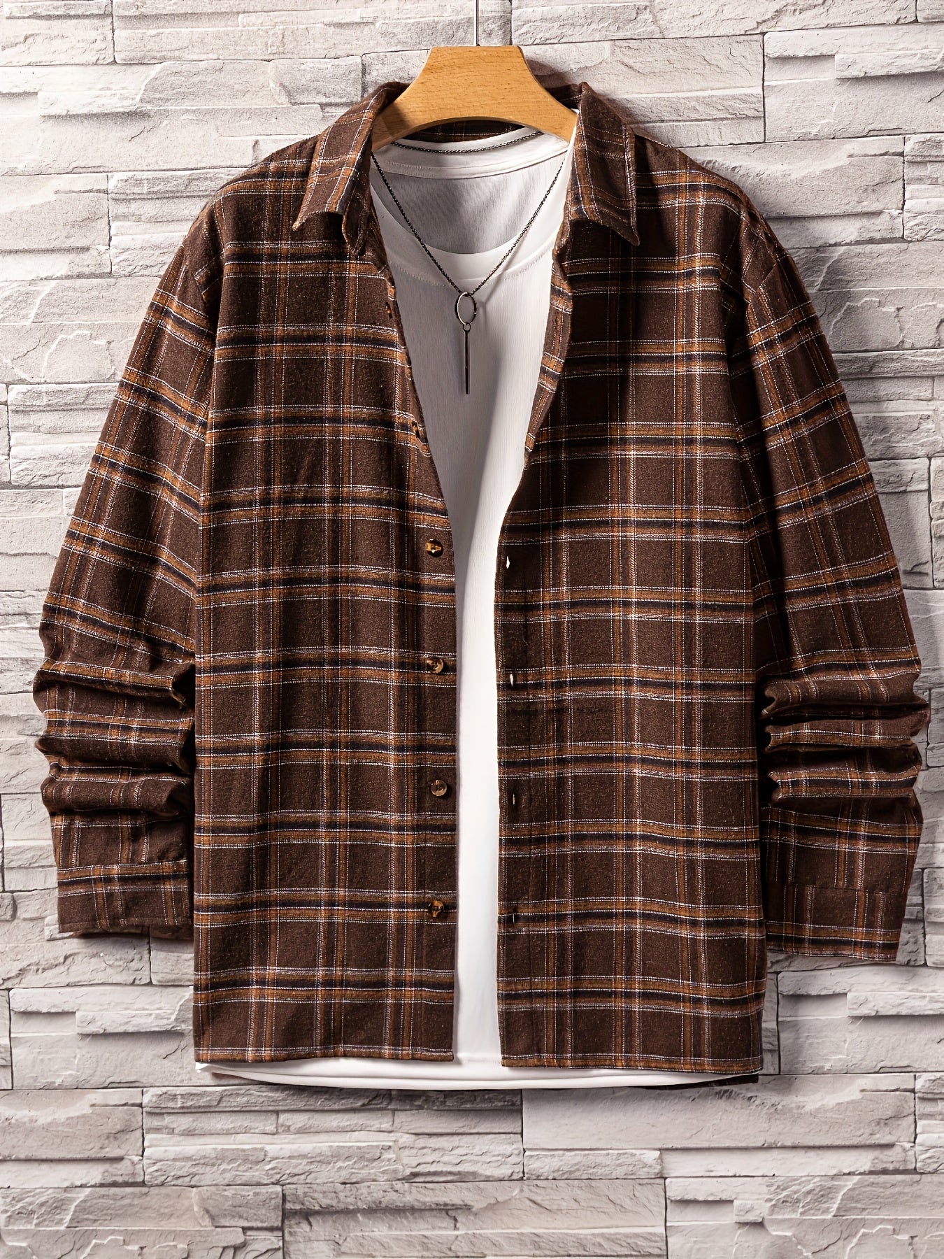 Men's Plaid Button Up Long Sleeve Shirt
