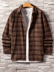 Men's Plaid Button Up Long Sleeve Shirt