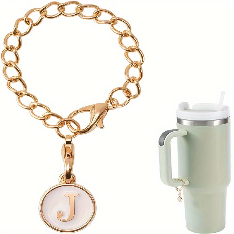 1pc ID Letter Charm Cup Handle Decorative Pendant Accessory