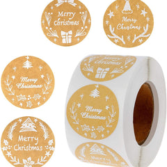 500pcs 25MM Merry Christmas Self-adhesive Label Roll
