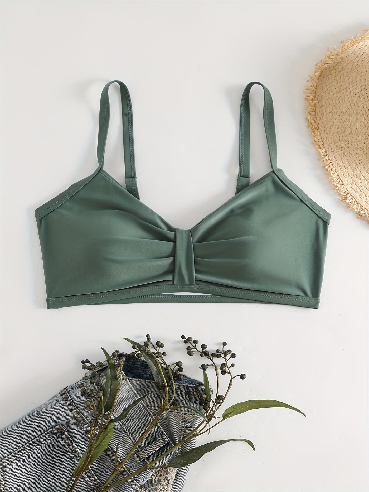 Vacay Bikini Top V Neck Padded Swimwear Bra
