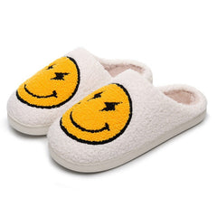 Women's Smile Face Slippers Warm Indoor Fuzzy Shoes Cozy Bedroom Plush Slippers