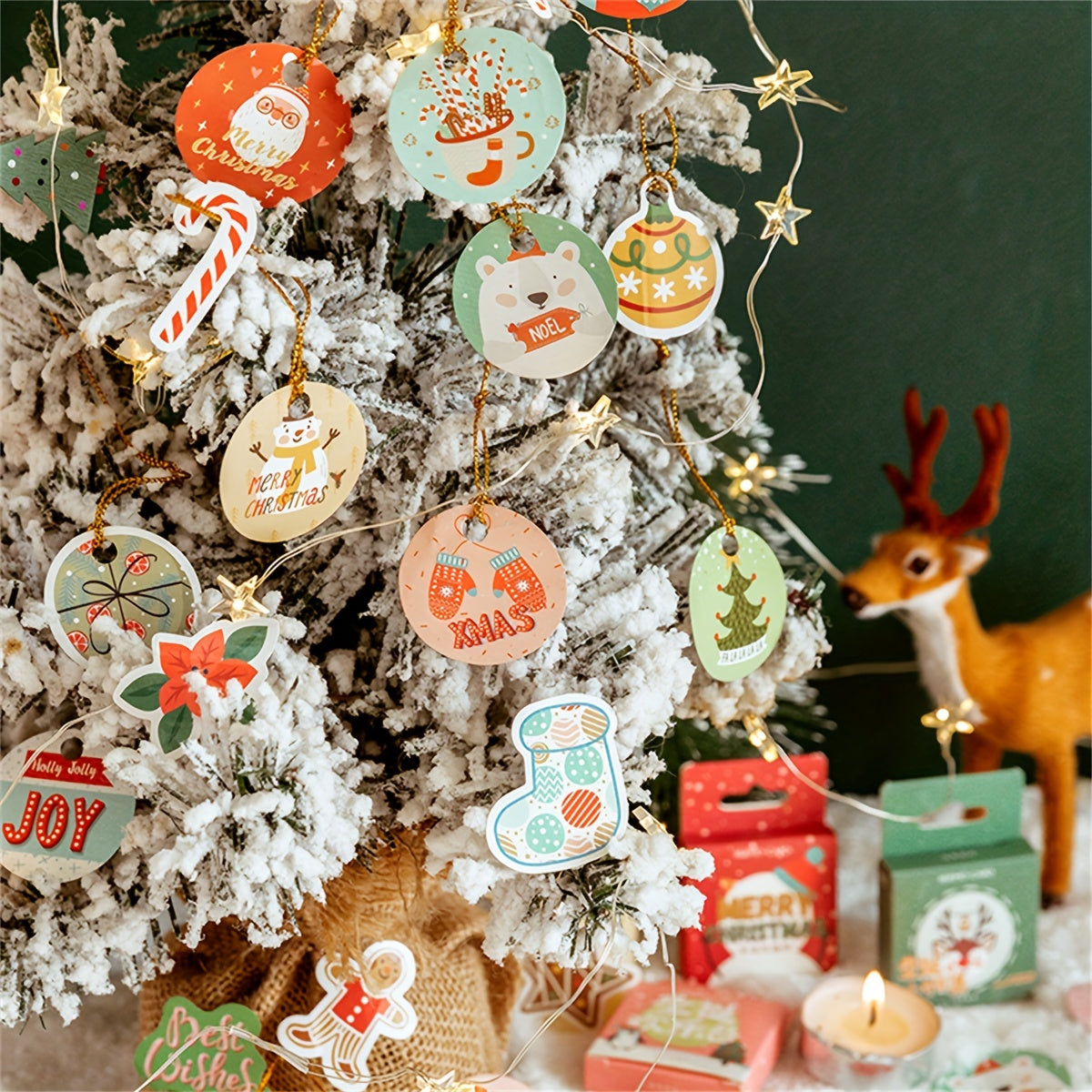 46pcs Merry Christmas Box Stickers Scrapbooking Label Diary Stationery