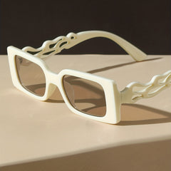 Y2K Flame Hollow Temple Rectangle Sunglasses UV400