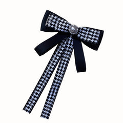 Houndstooth Bow Tie Double Layer Brooch Neck Ties