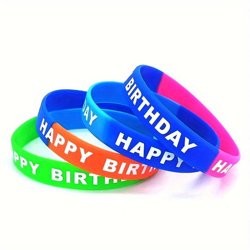4pcs Colorful Happy Birthday Blessing Sports Wristband