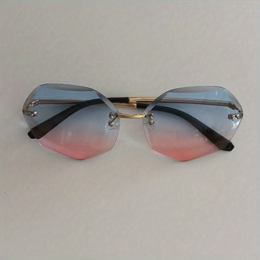 Large Rimless Sunglasses Gradient Metal UV400