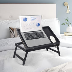 Wooden Bed Tray Table Folding Legs Serving Breakfast TV Laptop Snack Tray