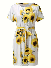 Womens Floral Print Maxi Dress with Pockets