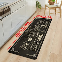Letter Print Kitchen Mat Runner Rug Stain Resistant Washable Doormat