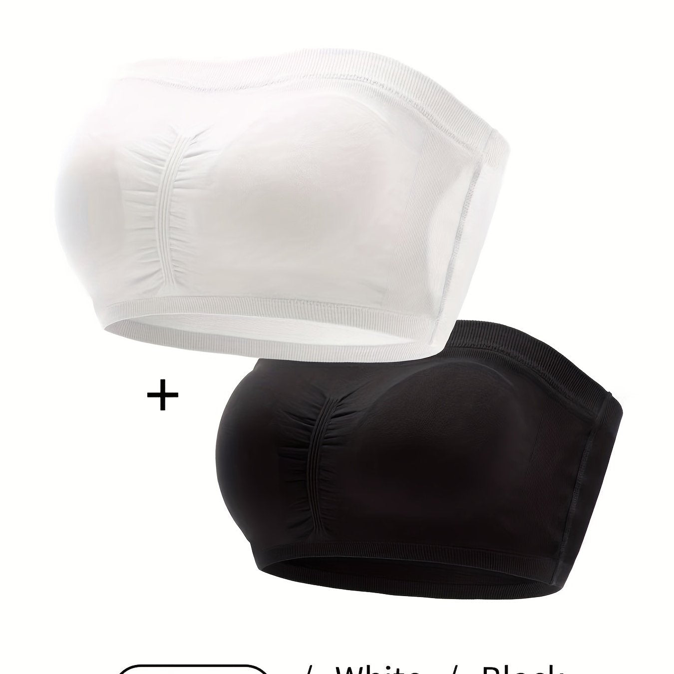 2 Pack Seamless Bandeau Bra Set with Removable Pads
