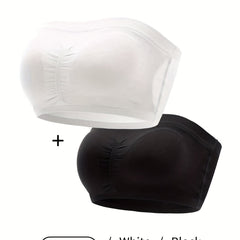 2 Pack Seamless Bandeau Bra Set with Removable Pads
