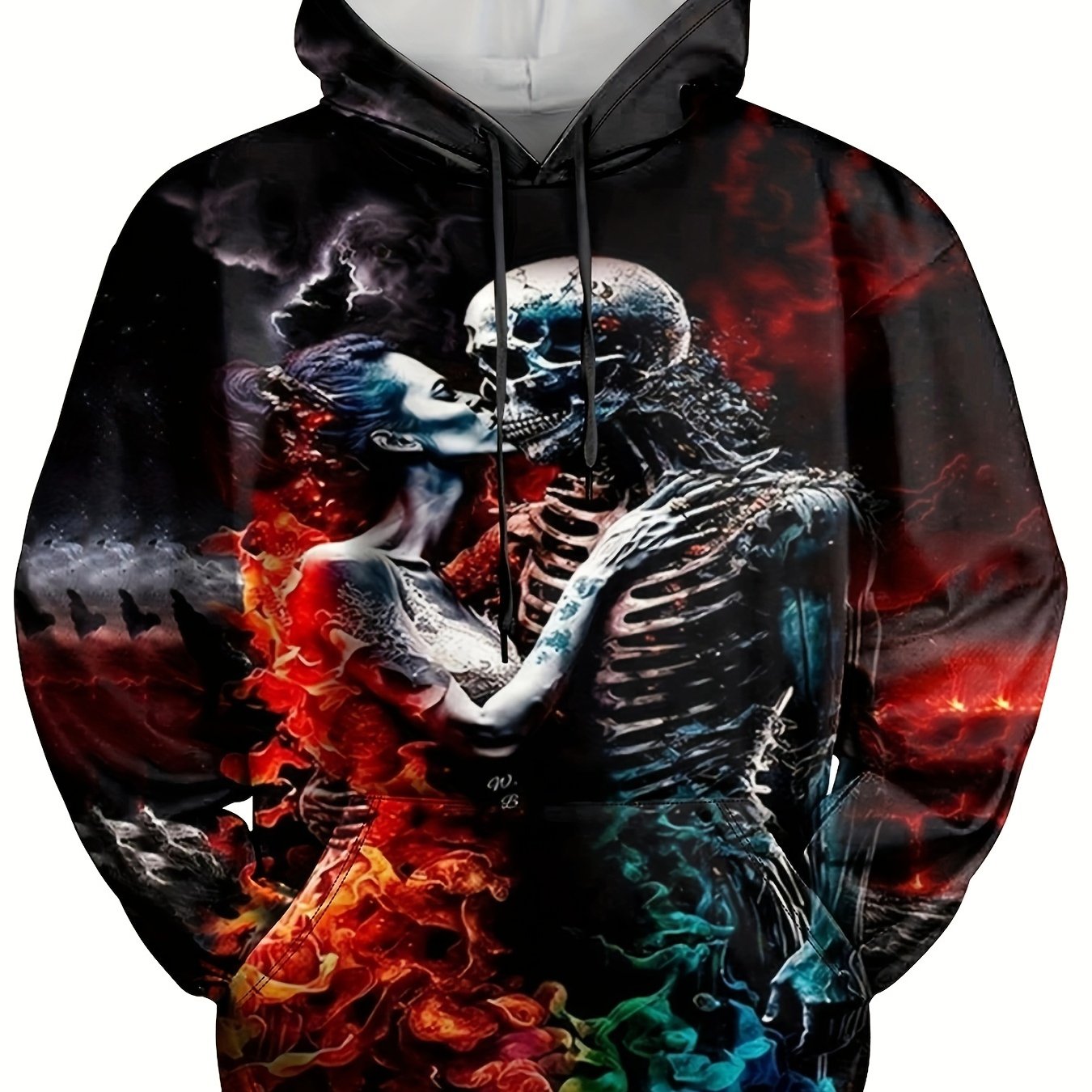 Skeleton & Woman 3D Print Hoodie Men's Pullover Autumn Winter