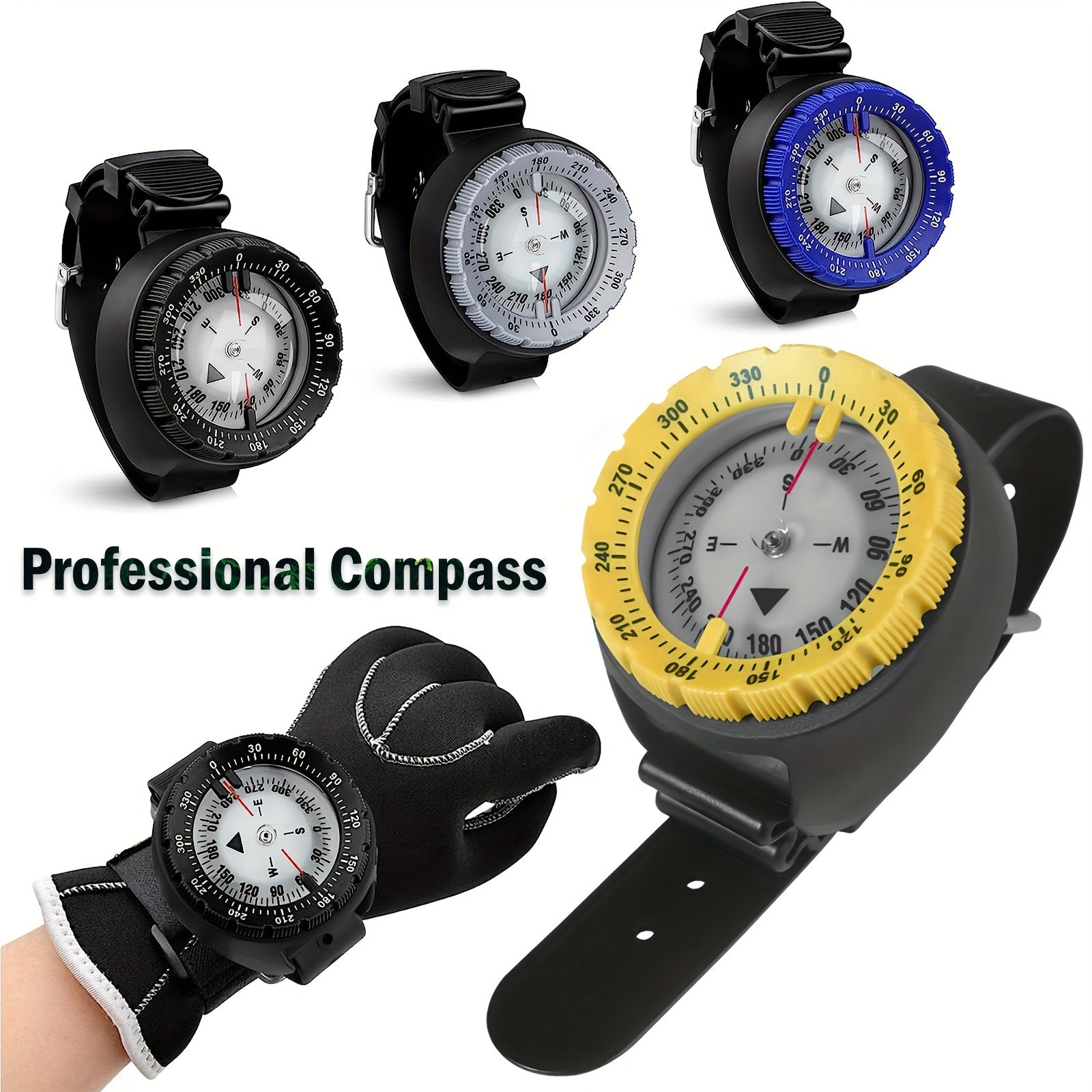 Scuba Waterproof Wrist Compass With TPU Band