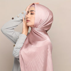 Bright Satin Hijab Pleated Head Scarf Silk Shawl Turban