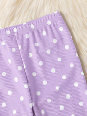 Unicorn Rainbow Pajamas Set for Girls, Long Sleeve Top & Polka Dot Pants