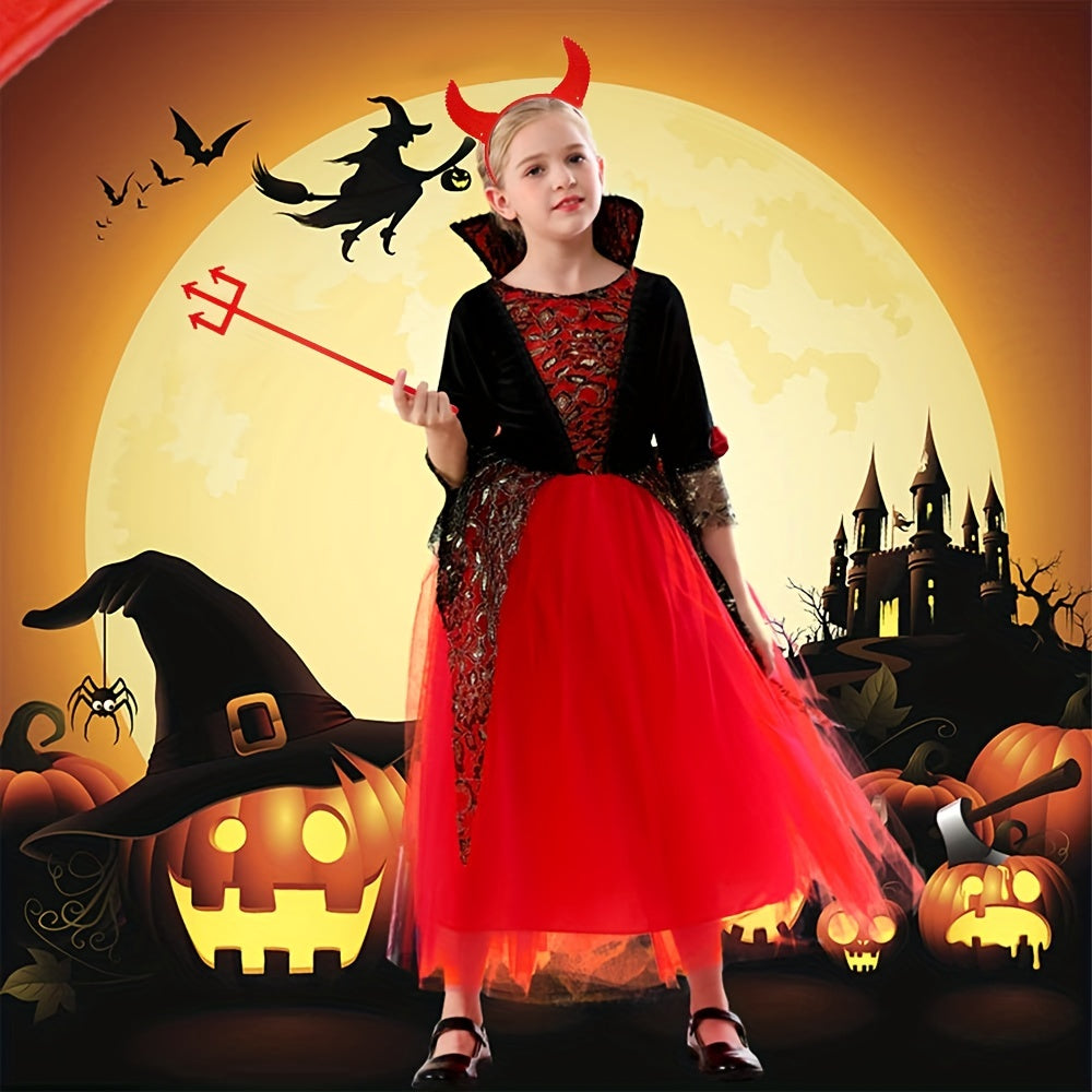 Devil Halloween Costume Headband & Pitchfork Set for Girls