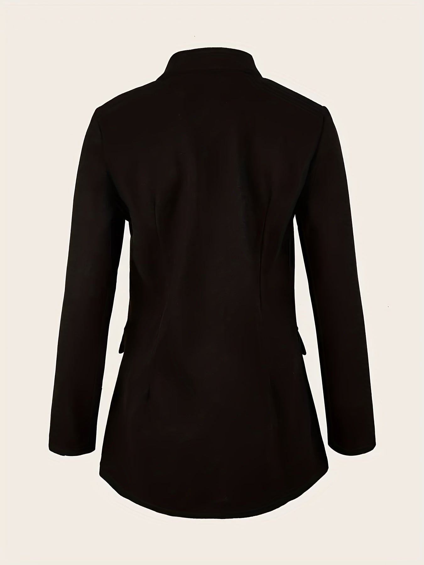 Solid Stand Collar Button Front Blazer for Women