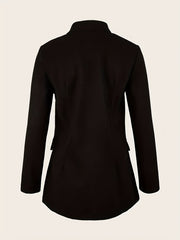 Solid Stand Collar Button Front Blazer for Women