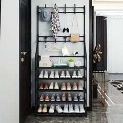 1pc Standing Coat Rack With 4 5 Layers Of Storage And 8 Double Hooks