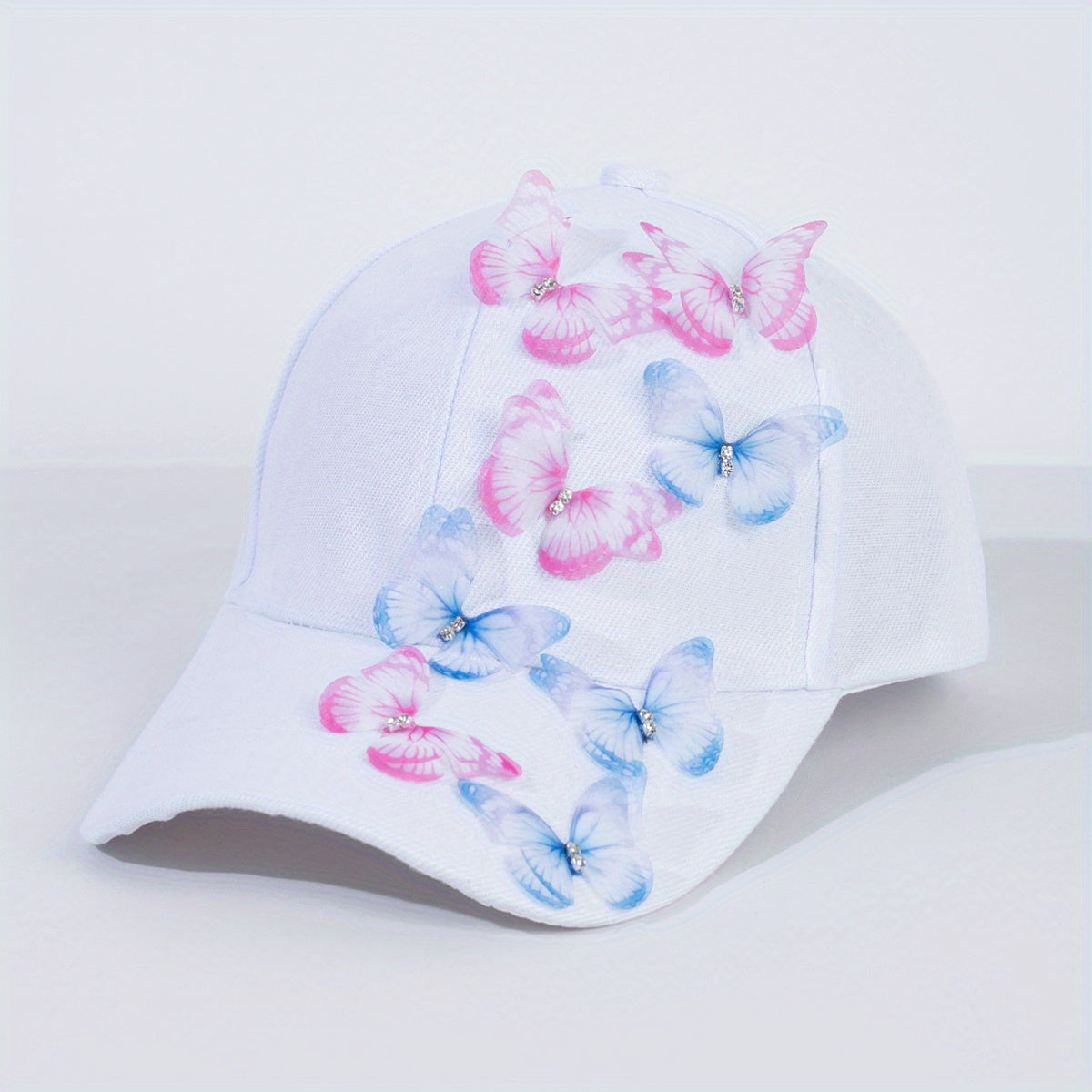 Gradient Butterfly Baseball Cap Solid Y2K Sun Hats Adjustable