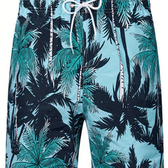 Men's Hawaiian Board Shorts Quick Dry Palm Tree Graphic Summer Beach