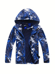 Boys Hooded Windbreaker Jacket with Fleece Lining
