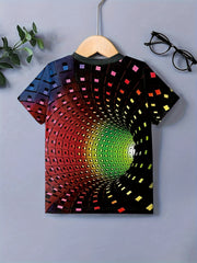 Girls 3D Tunnel Graphic Tee - Summer Gift