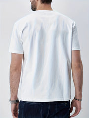 Cotton Beach Print Men's Crew Neck Tshirt Casual Tees for Summer