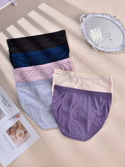 5 Pack Plus Size Basic Underwear Set Women's Plain High Rise Stretchy Panty