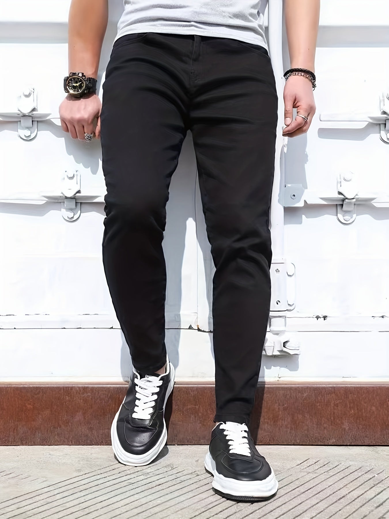 Men's Slim Fit Cotton Jeans Straight Leg