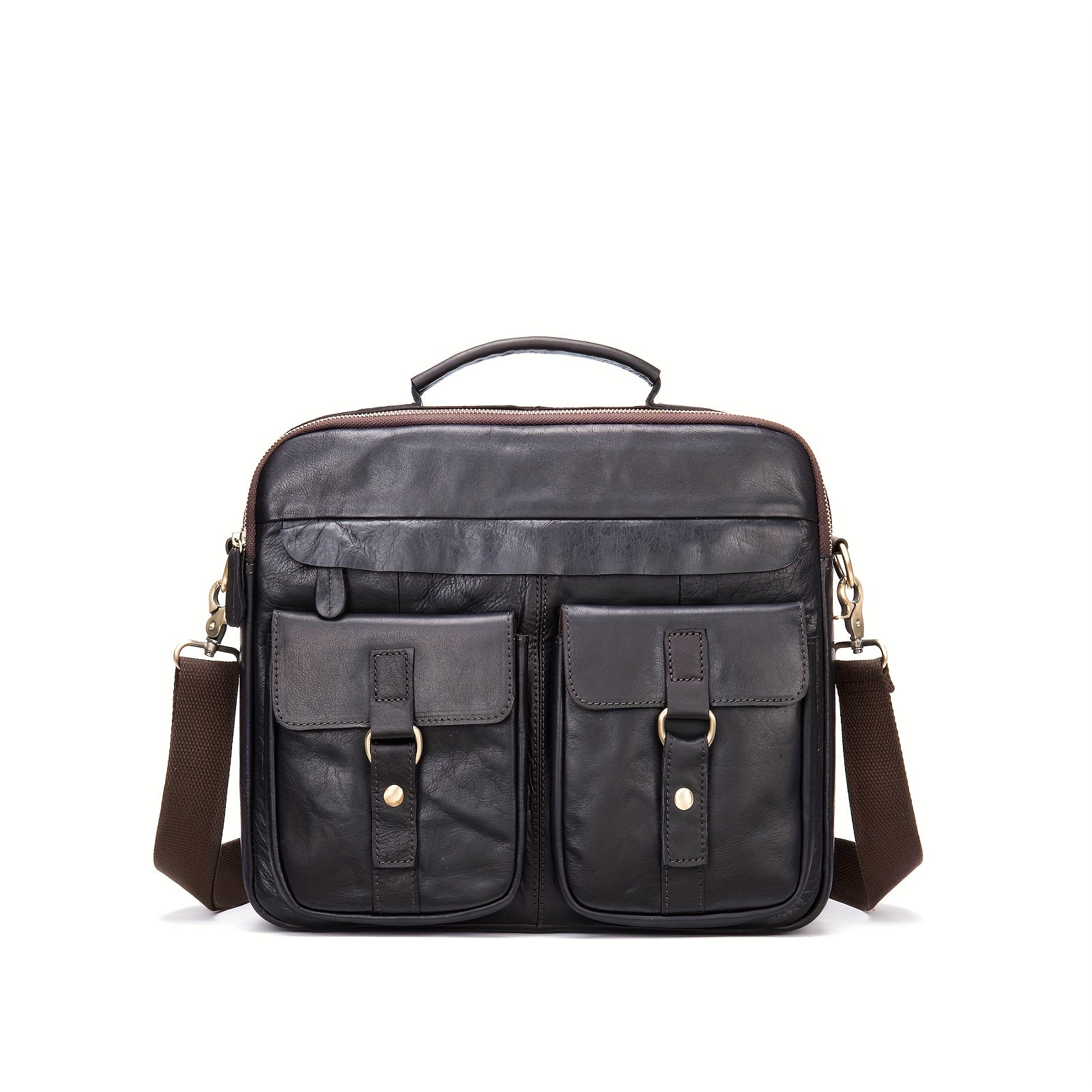 Men's PU Leather Large Capacity Business Crossbody Briefcase