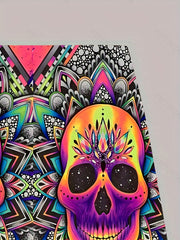 Men's Floral Skull Graphic Shorts 3D Print Elastic Waist Slightly Stretch Shorts