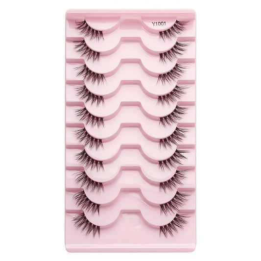 10 Pairs Half Lashes Clear Band Eye Elongated Eyelashes Natural Volume Thick