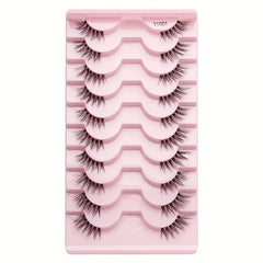 10 Pairs Half Lashes Clear Band Eye Elongated Eyelashes Natural Volume Thick