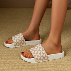 Unisex Triangle Graphic Summer Slippers Wear-resistant Soft Sole Casual Slippers
