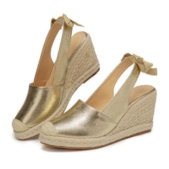 Closed Toe Bandage Espadrille Wedges Sandals for Women