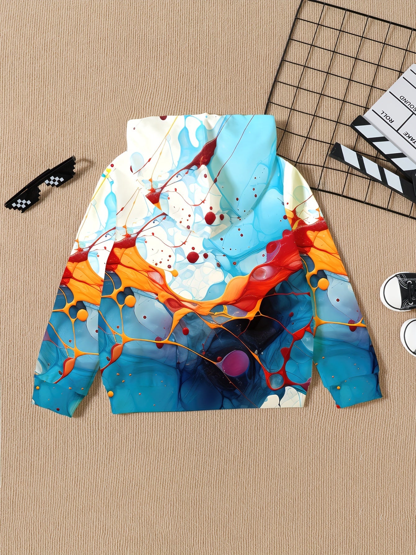 Water & Paint Print Kid's Hoodie Unisex Pullover Causal Hooded Top