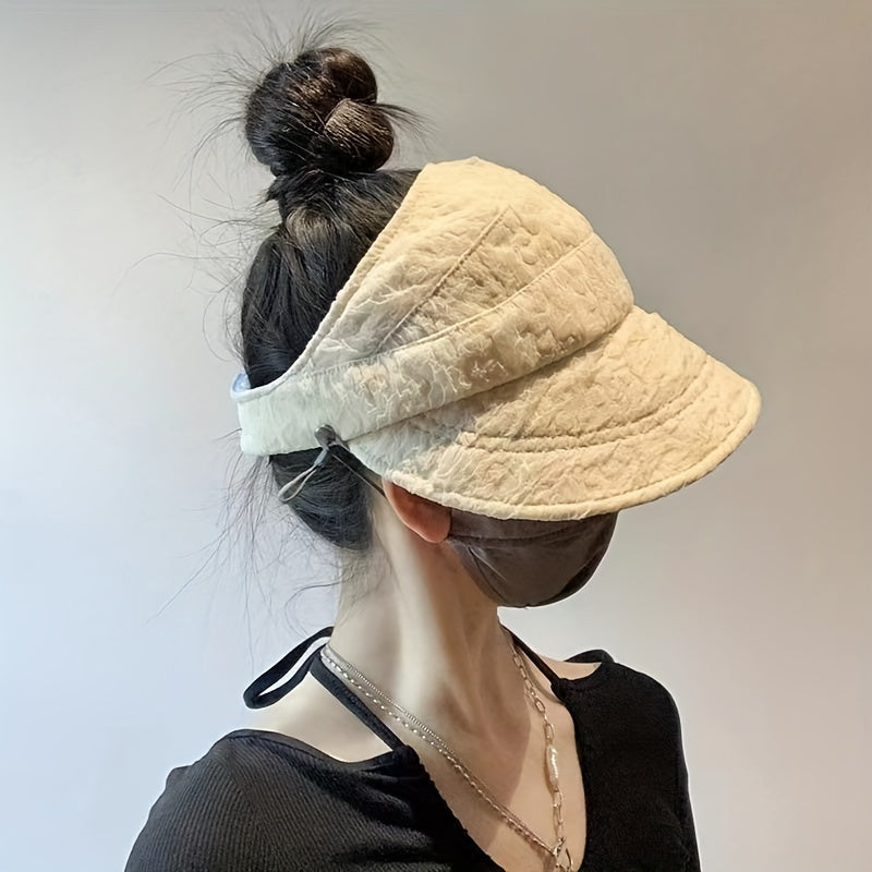 Embossed Ponytail Visor Hat Lightweight Casual Travel Beach Hats