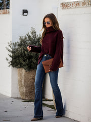 Button Fly High Rise Flared Leg Jeans