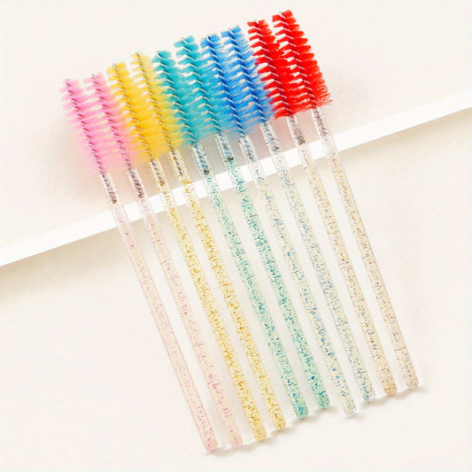 10pcs Crystal Eyelash Brush Spoolie Brushes for Extensions & Mascara